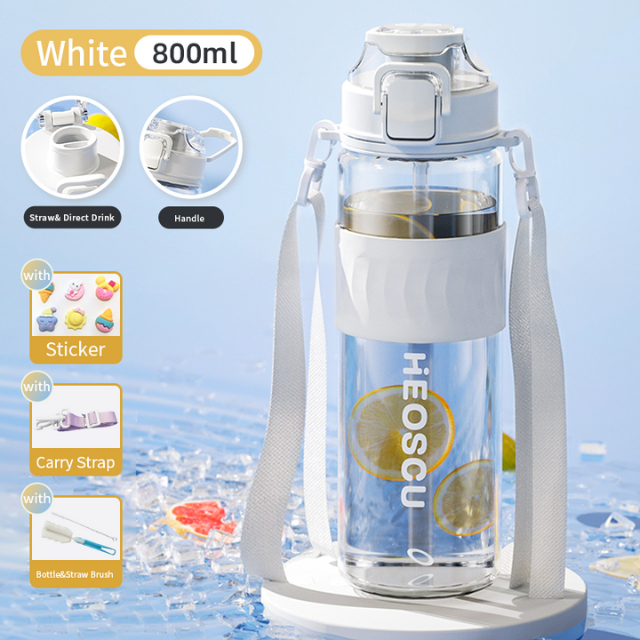 Insulated Glass Water Bottle with Tea Filter & Dual Drinking Modes