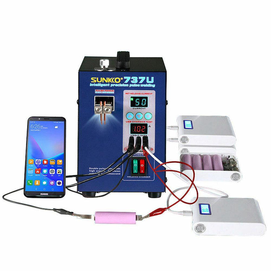 SUNKKO 737U NEW Spot Welder Machine 2.8KW Double Pulse Battery Spot Welding Machine USB Charging Test 18650 Battery Pack Welder - MRSLM