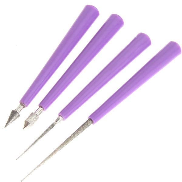 4pcs Diamond Hole Enlarger Tool Set Tipped Reaming File Reamer