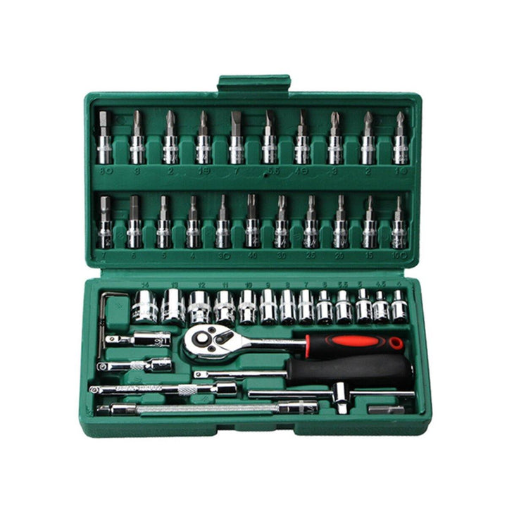 46PCS/SET Car Repair Tools Kit 1/4" Wrench Torx Ratchet Driver Screwdrivers - MRSLM