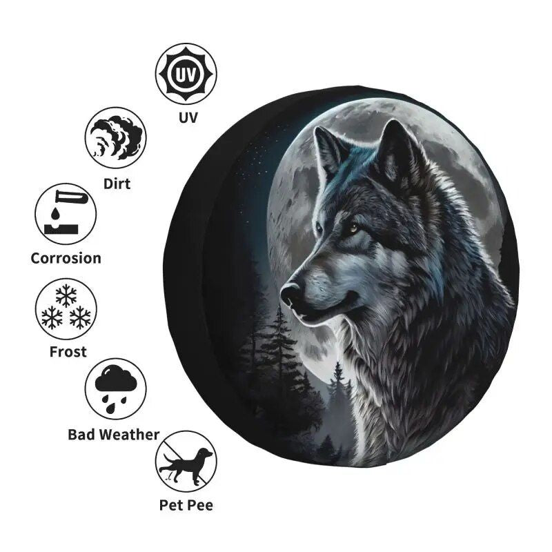 Wild Spirit Wolf Tire Cover ‚Äì Custom Protector for 4x4, Trailer, RV Wheels