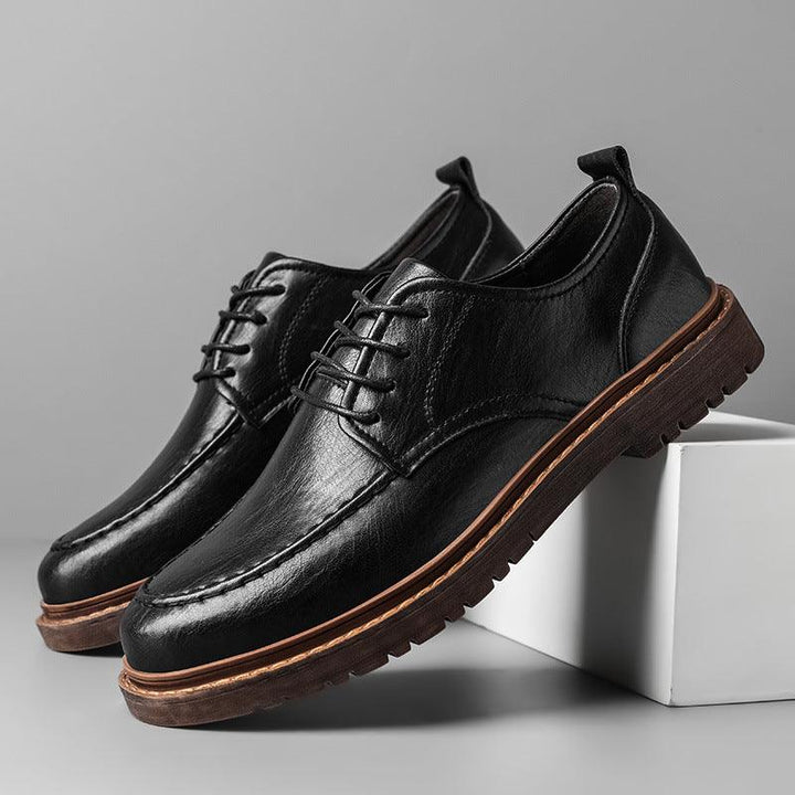 Men's Fashion Casual Lace-up Leather Business Formal Wear Breathable Shoes