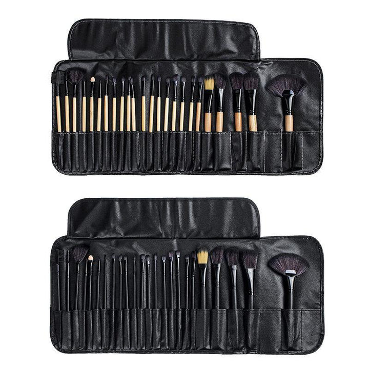 24 Pcs Makeup Brush Set Cosmetics Makeup Brush Kit With Leather Case Foundation Eyeliner Blending Concealer Mascara Eyeshadow Face Powder