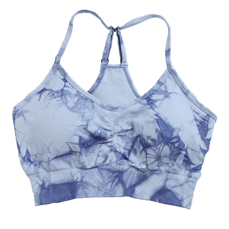 Tie Dye Sports Bra for Women | Breathable Fitness Tank Top with Chest Pad