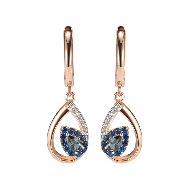 Blue Rose Gold  Electroplated Leaf Earrings