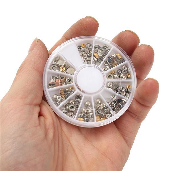 200Pcs Watch Spare Crowns Assorted Tube Gasket Tool For Watchmaker With Box