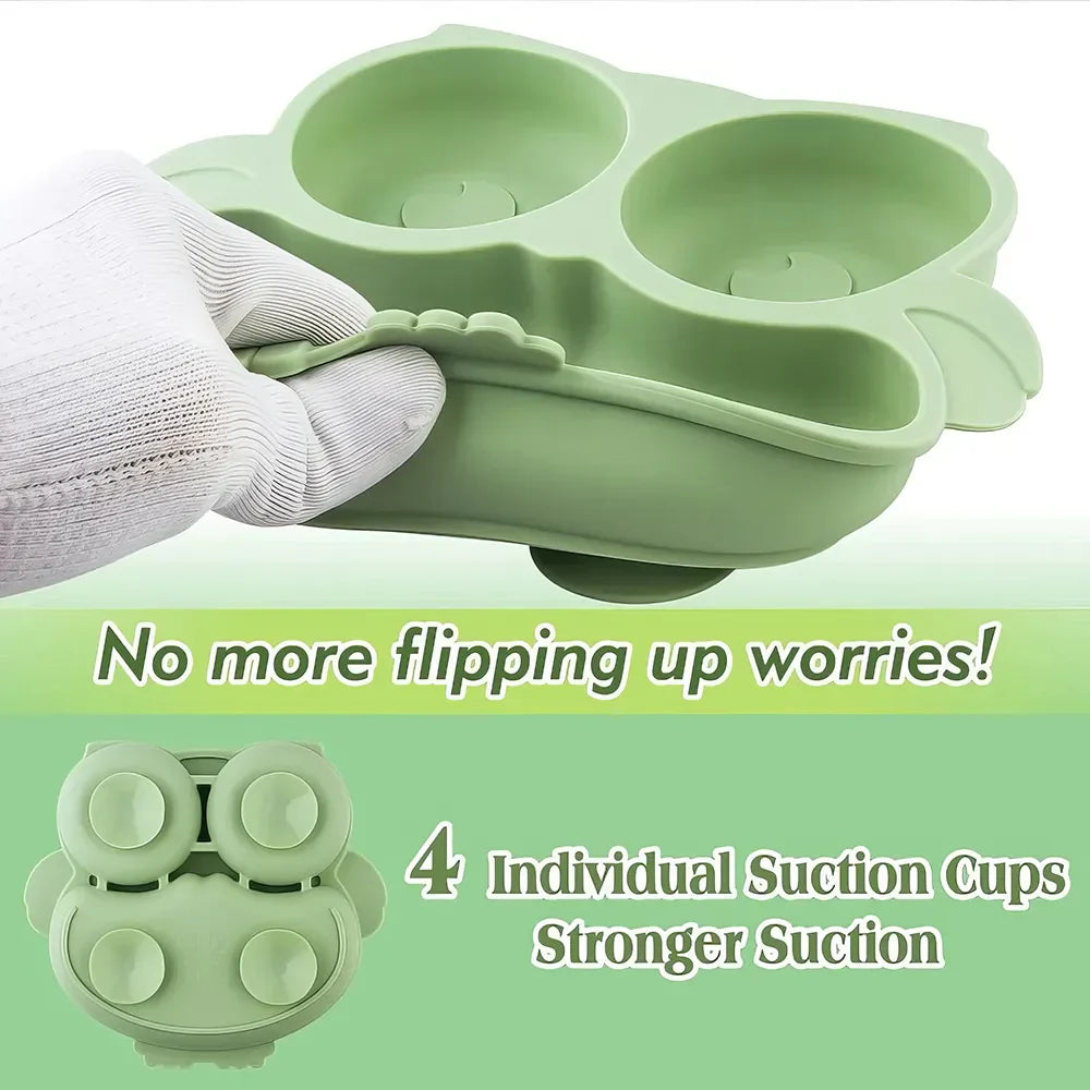 BPA-Free Cute Owl Silicone Suction Plate for Toddlers