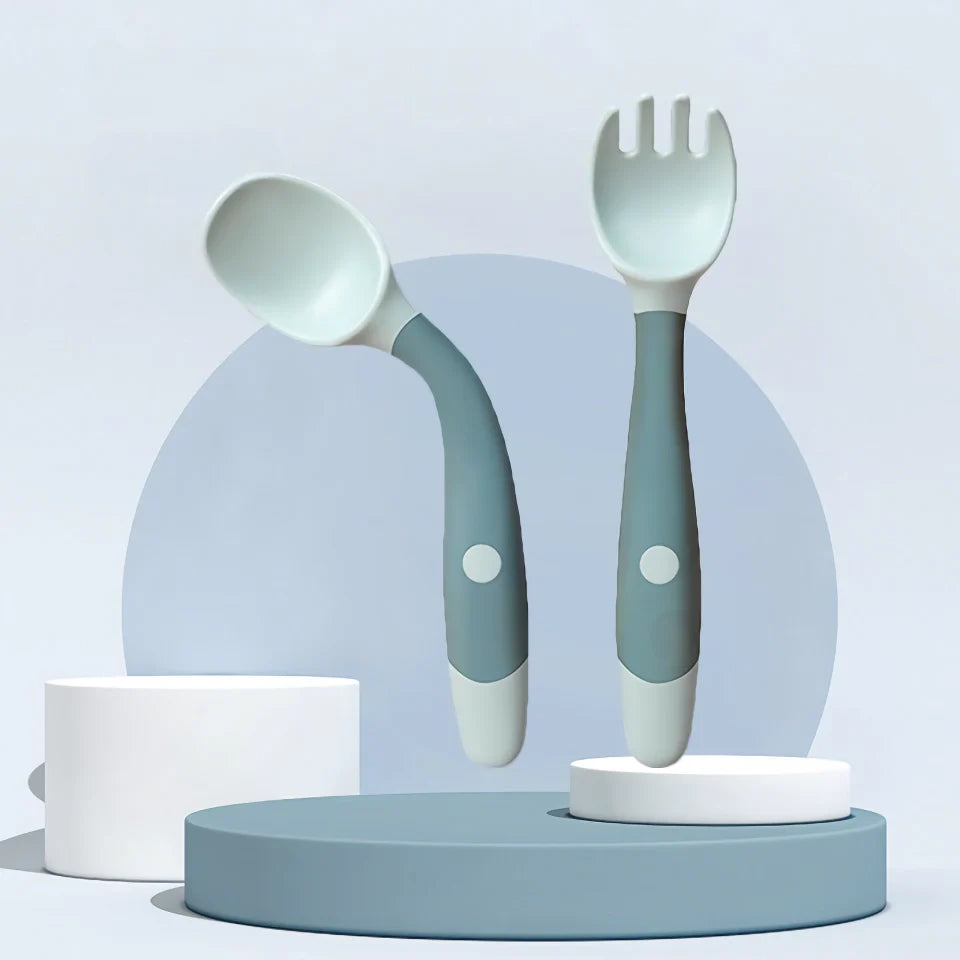 Soft Silicone Baby Spoon and Fork Set