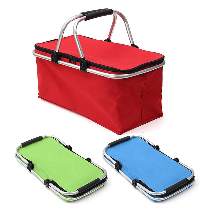 30L Large Folding Insulated Thermal Cooler Bag Picnic Camping Lunch Storage Baskets (Red)