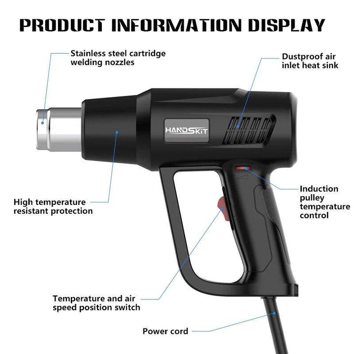 Handskit Electric Hot Air Gun Thermoregulator LCD Heat Guns Shrink Wrapping Thermal Heater Nozzle