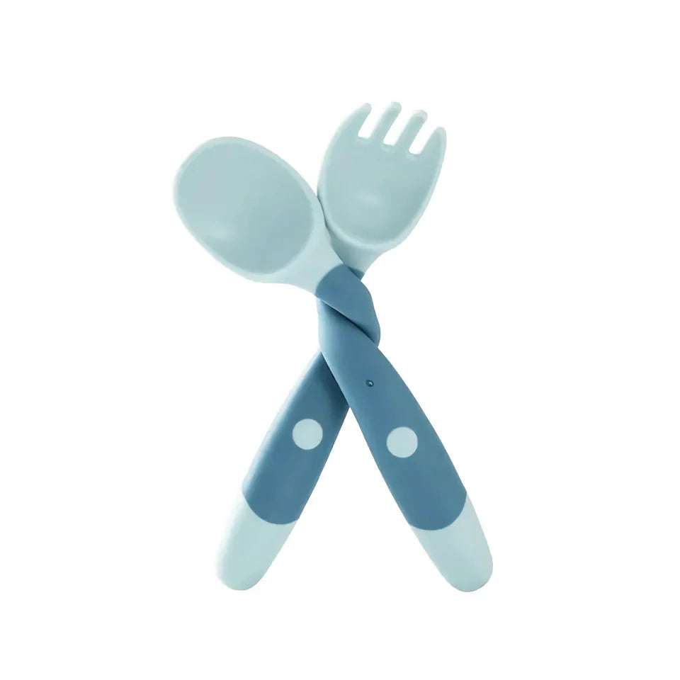 Soft Silicone Baby Spoon and Fork Set