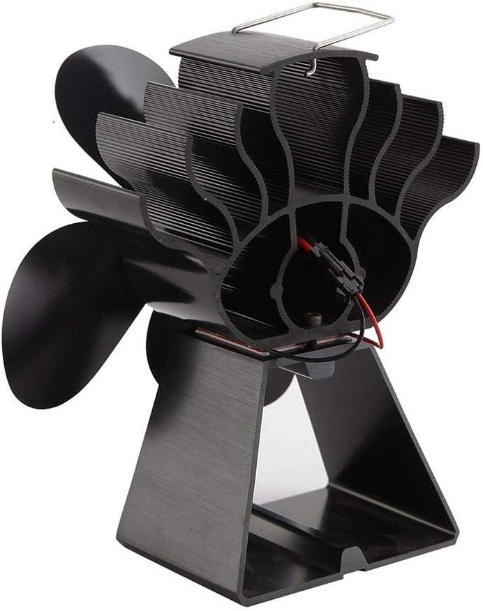 4 Blade Eco-friendly Black Stove Fan Low Noise Home Fireplace Fan Efficient Heat Distribution