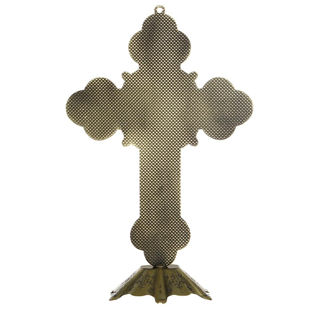 10" Antique Jesus INRI Catholic Altar Standing Religious Crucifix Cross Decorations with Base