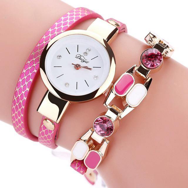 DUOYA DY106 Fashionable Women Bracelet Watch Vintage Leather Strap Quartz Watch - MRSLM