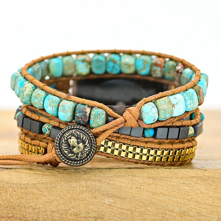 Large Turquoise Bead Watch Band Boho