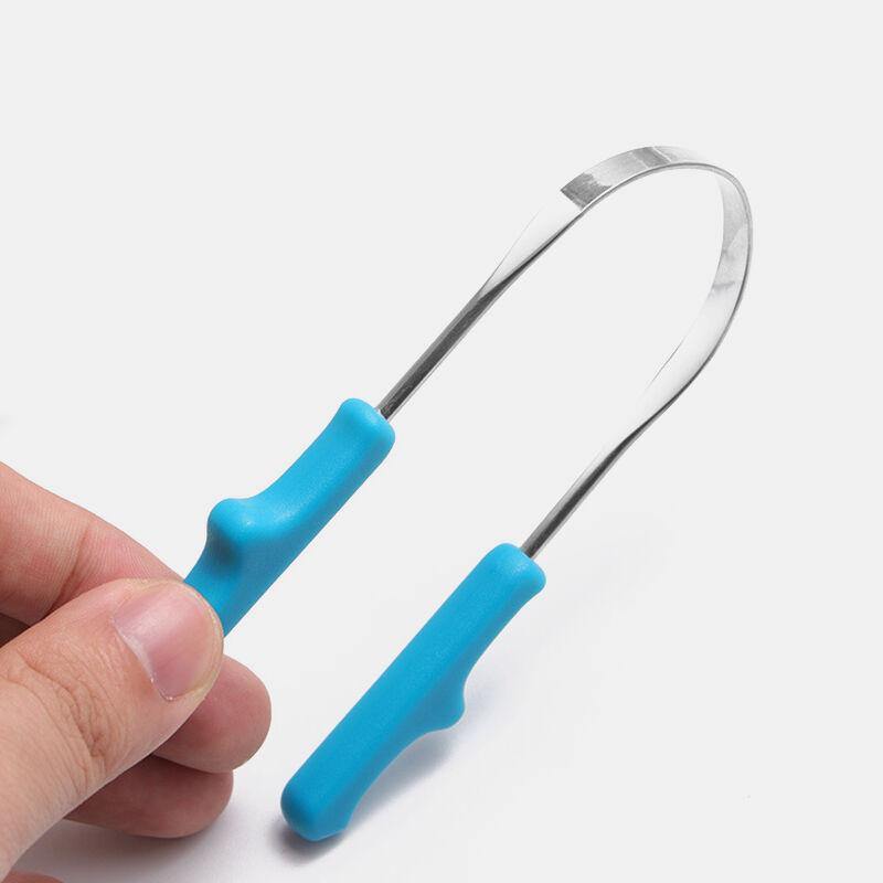 Tongue Cleaner Small Portable Non-Slip Stainless Steel Remove Bad Breath Tongue Scraper for Oral Care Tools