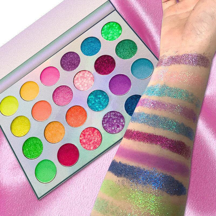 24 Colors Waterproof Glow Eyeshadow Palette Eyeshadow Palette Neon Glow in The Dark Luminous Eyeshadow for Festivals/Party/Halloween/Christmas