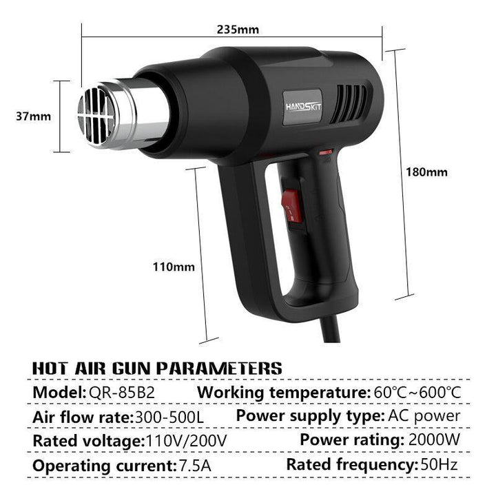 Handskit Electric Hot Air Gun Thermoregulator LCD Heat Guns Shrink Wrapping Thermal Heater Nozzle