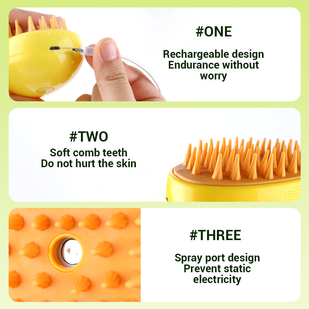 3-in-1 Pet Grooming Comb: Electric Spray Massage and Hair Removal for Cats & Dogs - USB Charging