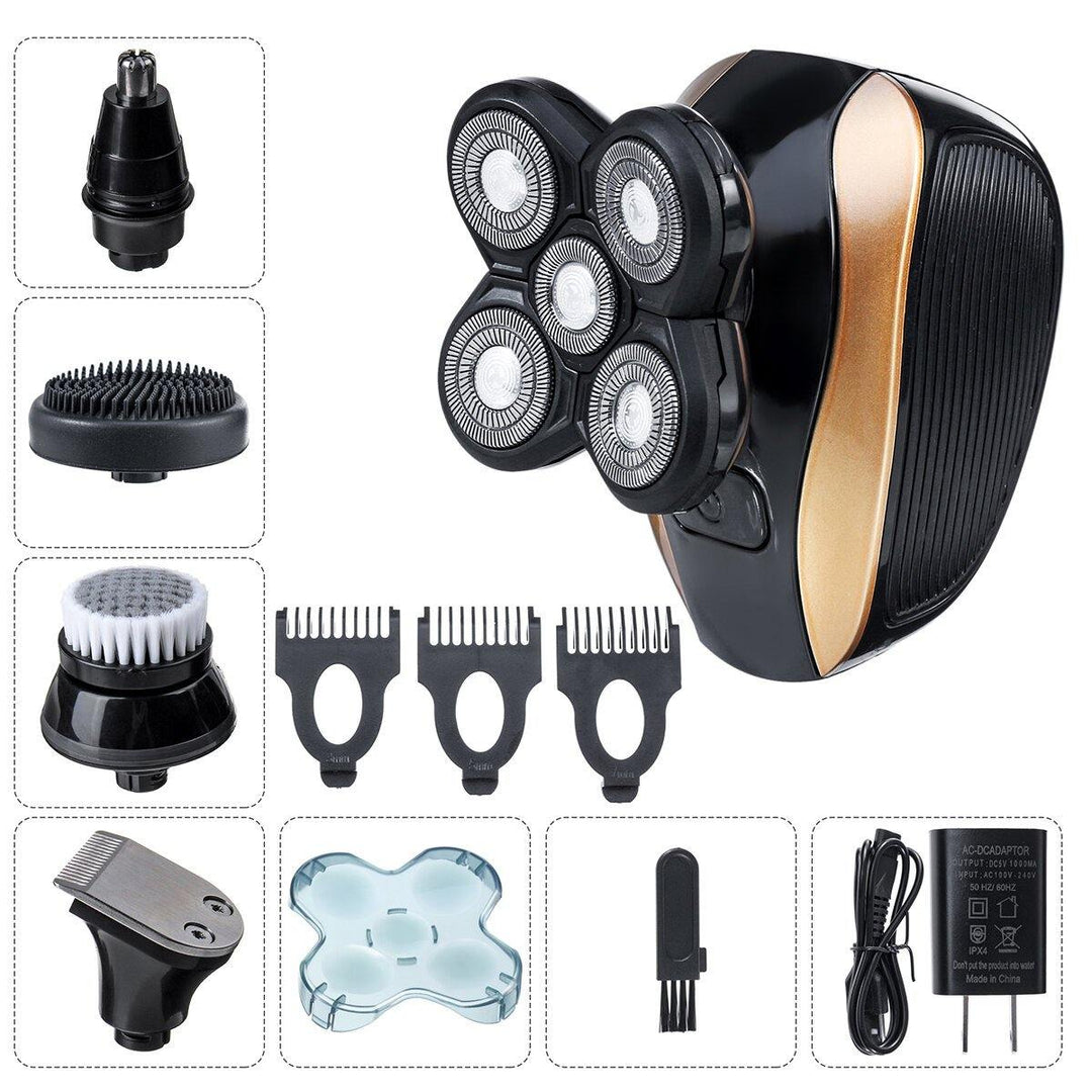 5 In 1 5D Rechargeable Bald Head Shaver Razor Cordless Hair Clipper Trimmer Groomer Kit Haircut Machine