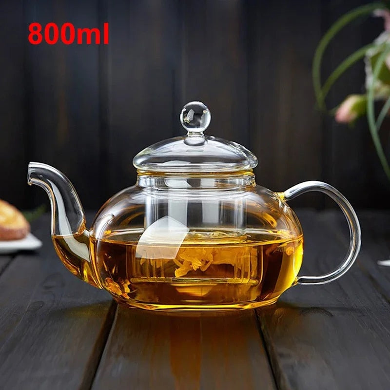 Filterable Heat-resistant Glass Flower Tea Pot