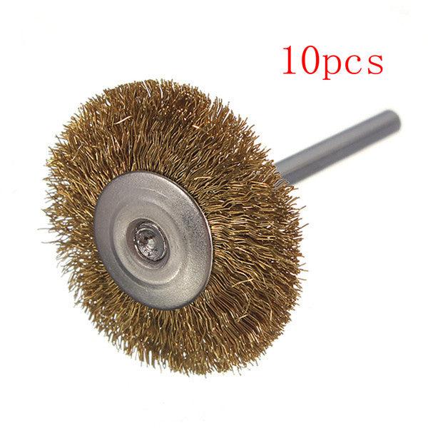 10pcs 3mm Shank Brass Wire Wheel Brushes for Dremel Rotary Tool