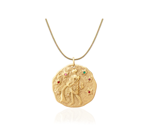 Twelve Constellations Gold Coin Pearl Necklace