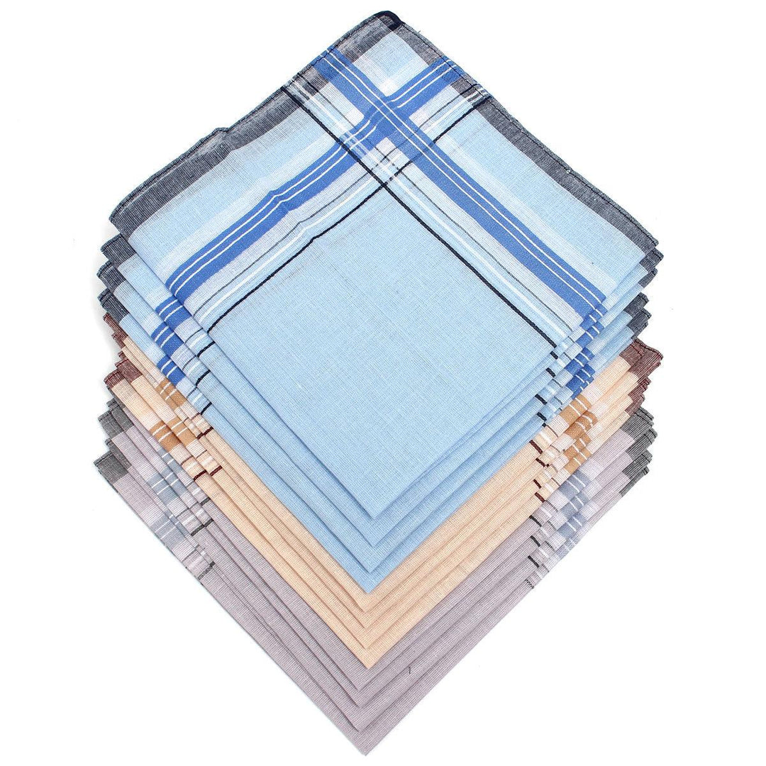 12Pcs Cotton Men Pocket Handkerchief Square Hanky For Wedding Party