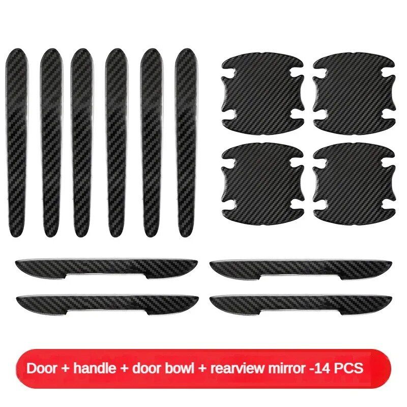 Carbon Fiber Car Door Handle Scratch Protector & Rearview Mirror Strip