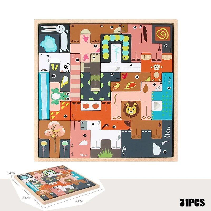 Children's Educational Creative Wooden Three-Dimensional Puzzle Tetris