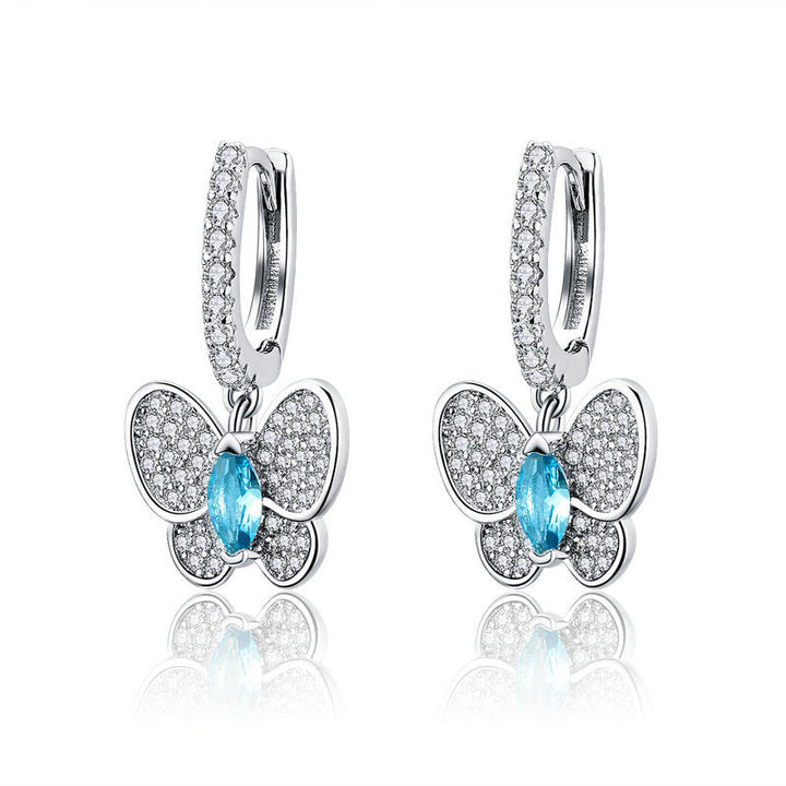 Fashion Blue Crystal Platinum Plated Earrings