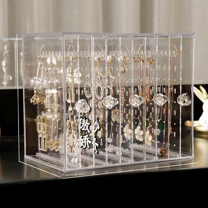 5 Trays Dustproof Transparent Acrylic Earrings Storage Box Jewelry Display Stand