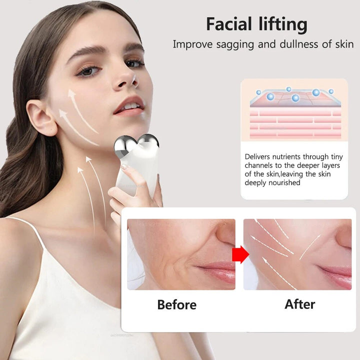 Facial Rejuvenator: Microcurrent EMS Roller & Vibrating Massager