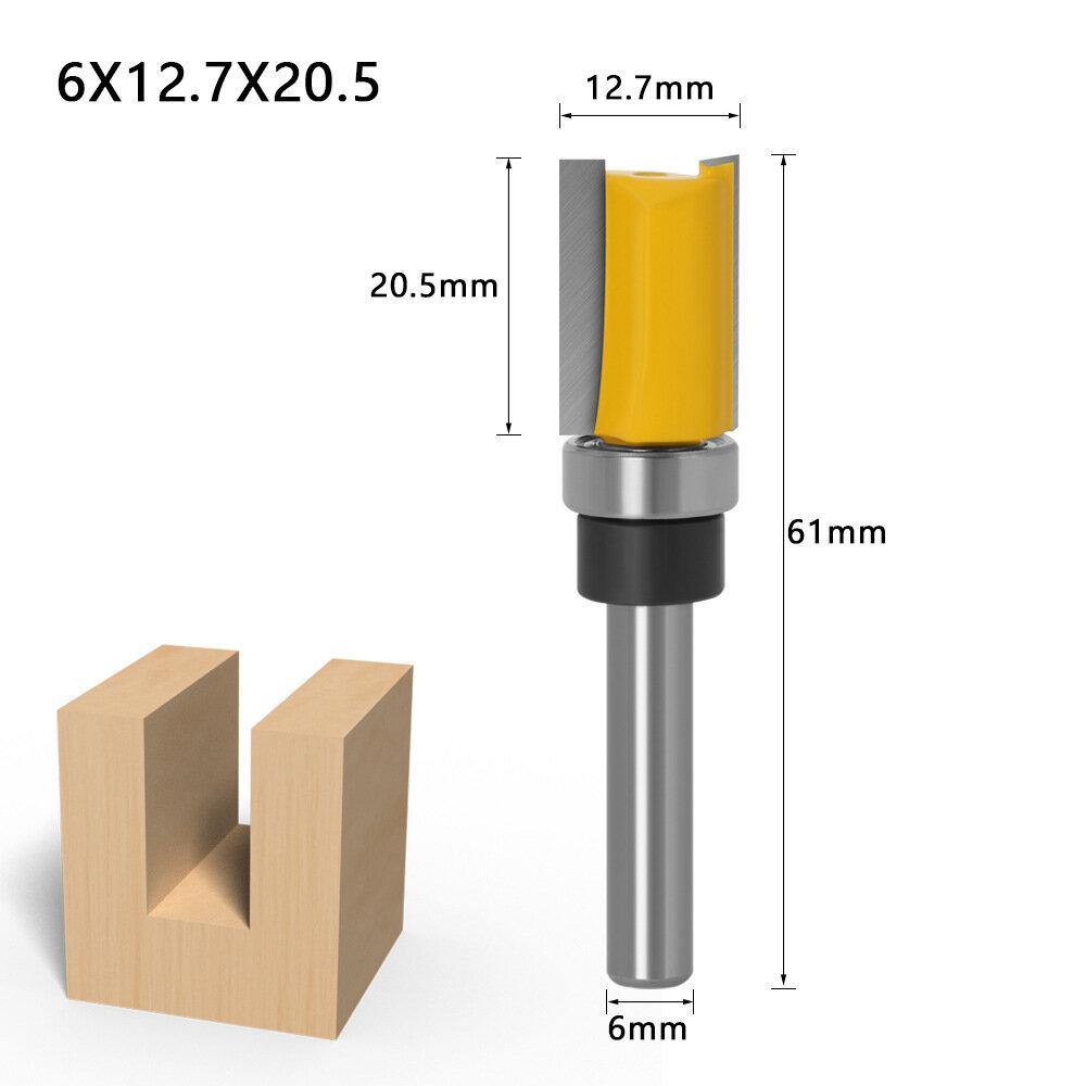 1/4inch/6mm Shank Flush Trim Router Bit Pattern Bit Top Bottom Bearing Blade Template Wood Milling Cutter Carpenter - MRSLM