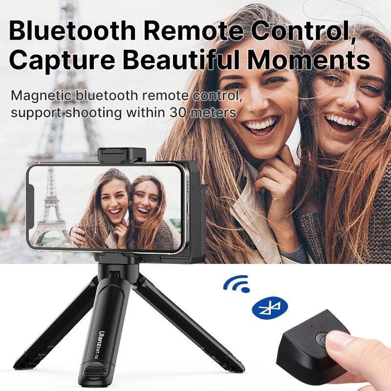 Smartphone Selfie Booster Hand Grip with Bluetooth Shutter & Makeup Mirror