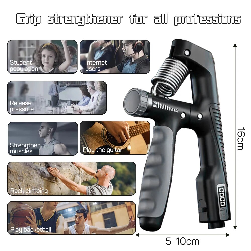 Adjustable Smart Counting Hand Grip - 10-100KG Strength Training Pliers for Wrist and Forearm Enhancement