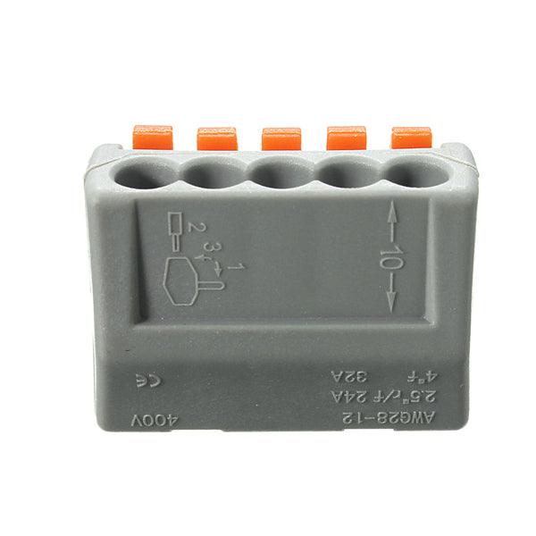 Excellway¬Æ ET25 2/3/5 Pins Spring Terminal Block 5Pcs Electric Cable Wire Connector