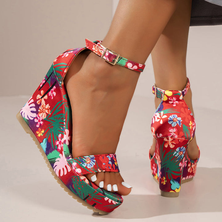 Bohemian Style Print Wedge Sandals