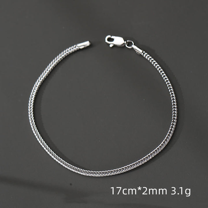 S925 Silver Bracelet Men's Cool Simple And Versatile