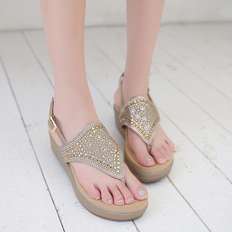 Women's Crystal Large Size Foam Platform Sandals