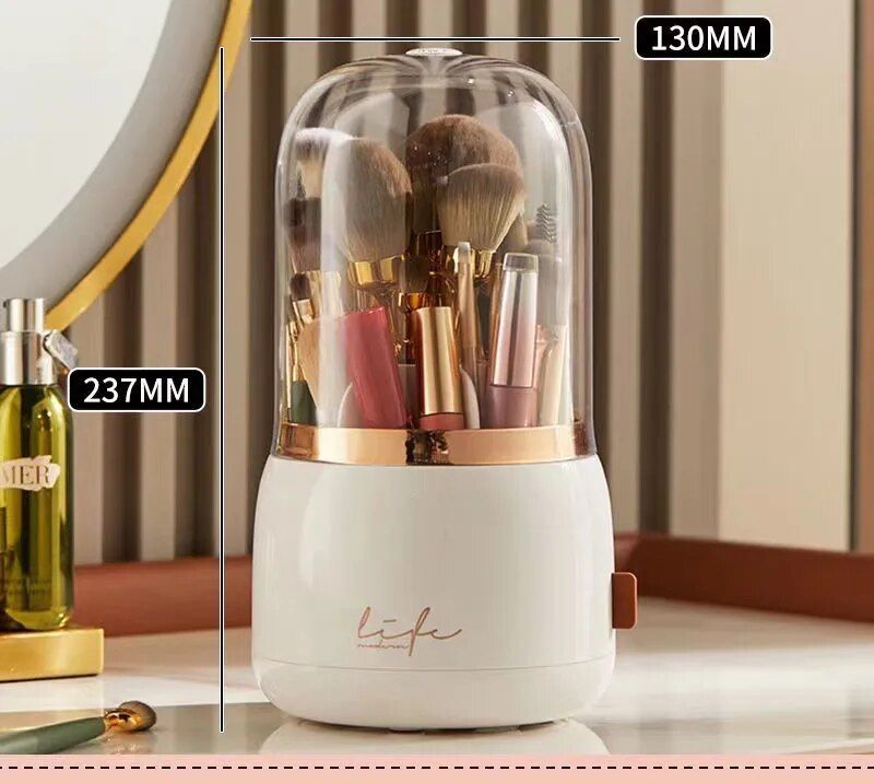 360° Rotating Cosmetic Brush Holder - Portable & Clear Makeup Organizer