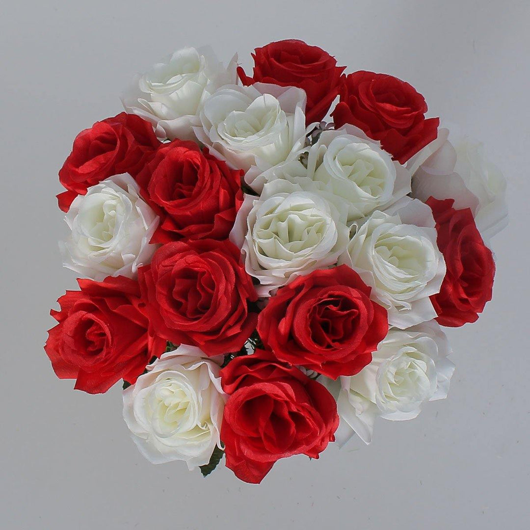 18 Head / Bouquet 15'' Artificial Silk Roses Flowers Bridal Home Wedding Decor Supplies - MRSLM