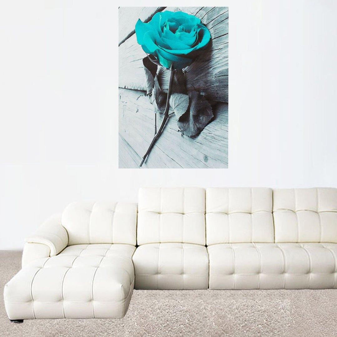 1 Piece Blue Rose Canvas Print Paintings Wall Decorative Print Art Pictures Frameless Wall Hanging Decorations for Home Office