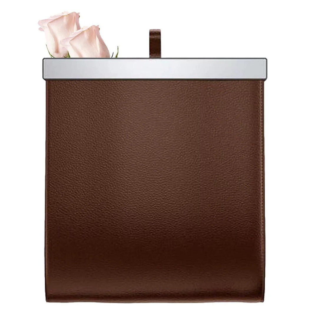 Luxury Waterproof Leather Car Trash Bin - Easy Install, Space-Saving & Magnetic Closure