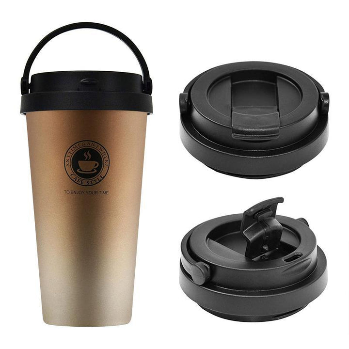 500ML Portable Coffee Vacuum Flasks Insulated Mugs Hot & Cold Cup With Handle Leakproof Stainless Steel Thermos Flask Tea Water Bottle - MRSLM