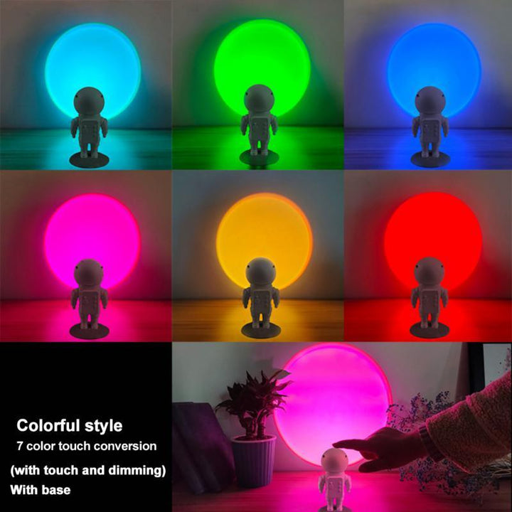 Robot Astronaut Sunset Atmosphere Night Light