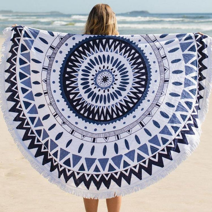 150cm Pure Cotton Bohemia Roud Tassel Knitted Beach Towel Lantern Towel Home Blanket