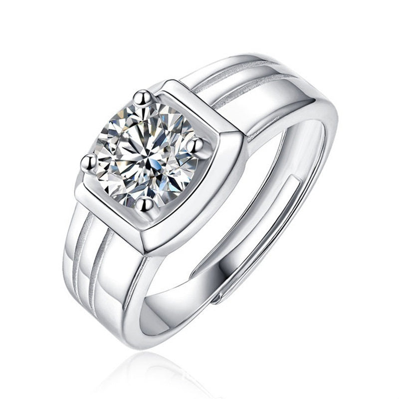 Men's S925 Silver 1 Karat Diamond Ring