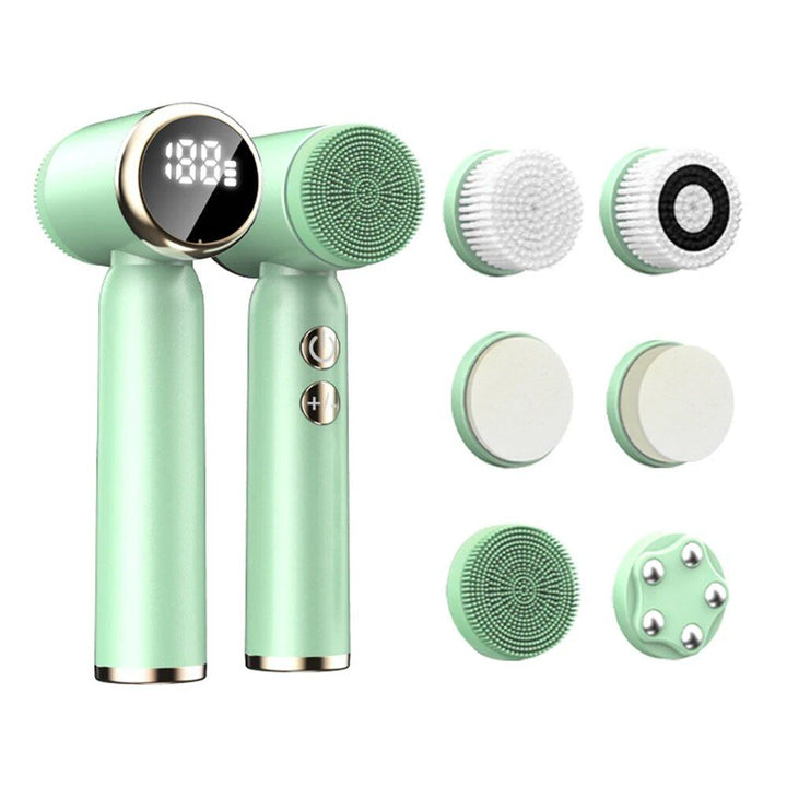 6-in-1 Ultrasonic Facial Cleanser: Electric Auto-Rotating & Waterproof Brush for Deep Pore Cleaning