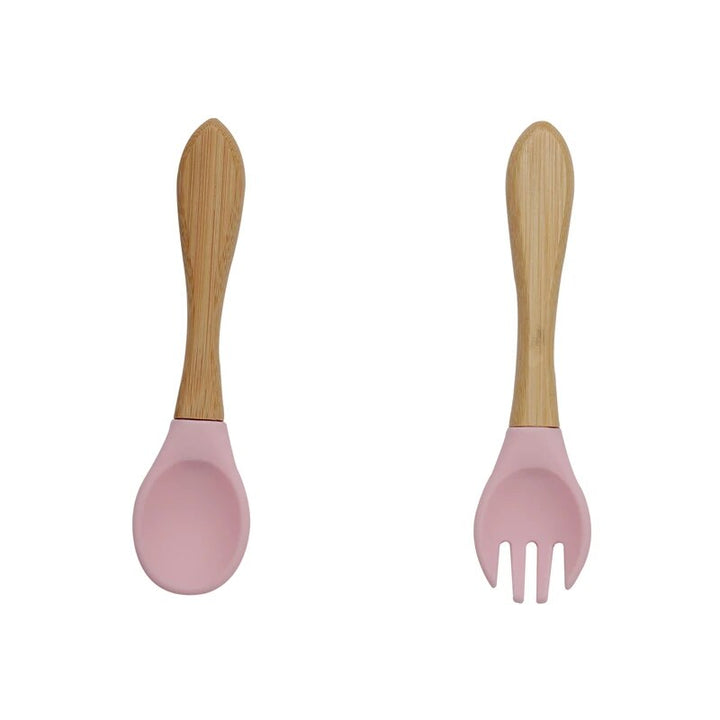 Baby Bamboo Fork Silicone Wooden Feeding Set